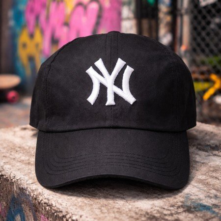 Black Structured NY Logo Cap Unisex