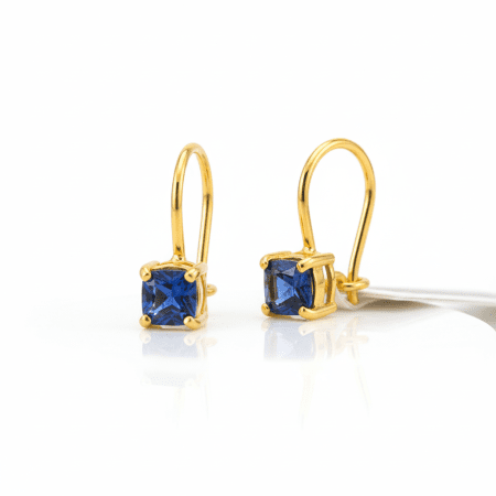 Classic Gold Studs with Blue Stone