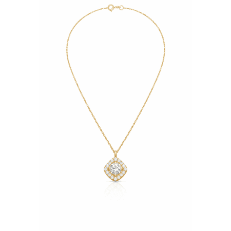 Cushion Stone Halo Necklace