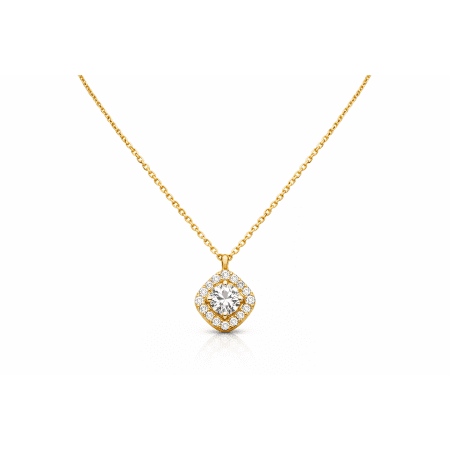 Cushion Stone Halo Necklace