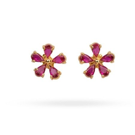 Floral Accent Gold Stud