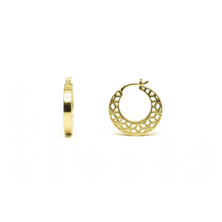 Gold Hollow-Center Patterned Hoops