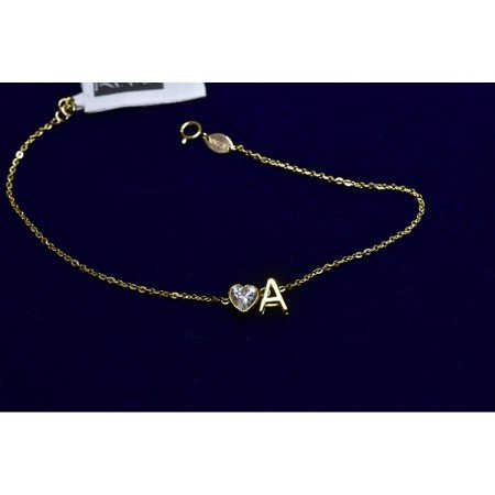 Radiant Heart & Initial Gold Bracelet