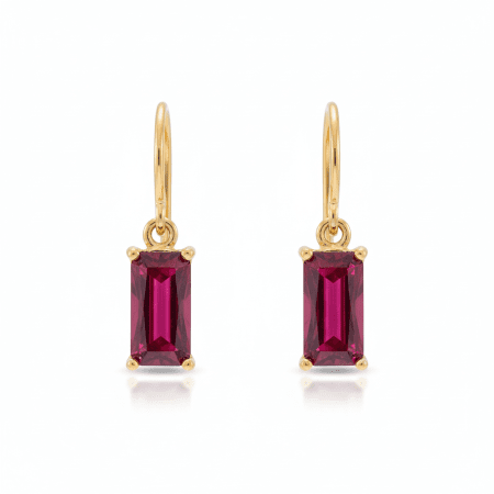 Rectangular Red Gemstone Earrings