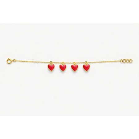 Red Heart Charm Gold Bracelet