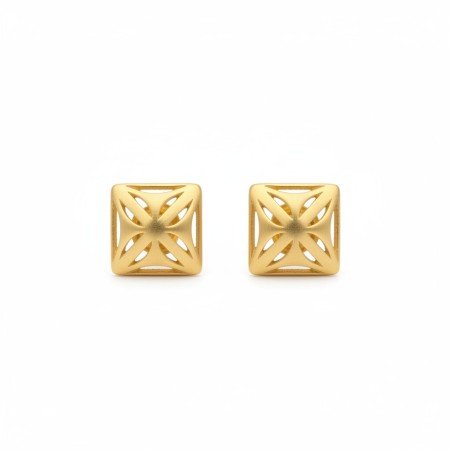 Square-Cut Gold Earrings