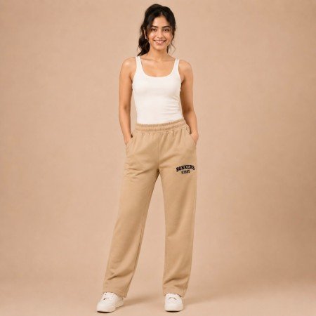 Women's Beige Printed Jogger Pants