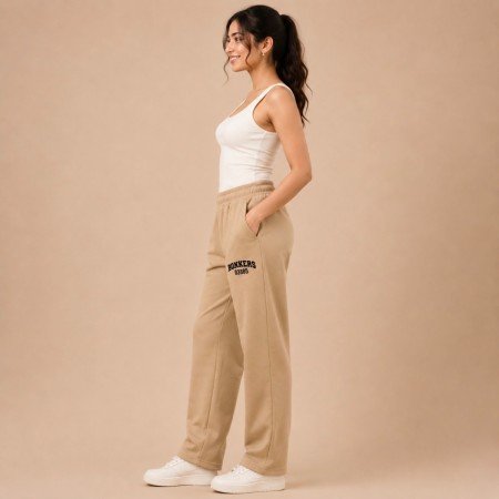 Women's Beige Printed Jogger Pants