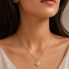 Cushion Stone Halo Necklace