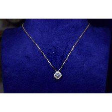 Cushion Stone Halo Necklace