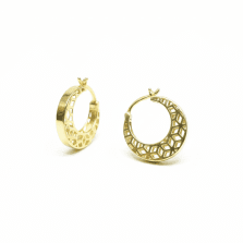 Gold Hollow-Center Patterned Hoops