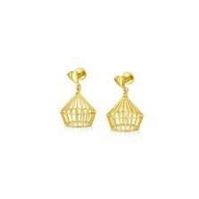 Golden Cage Drop Stud Earrings