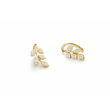 Leaf Motif Gold Studs