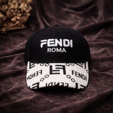 Premium Embroidered Logo Cap with Monogram Brim – Unisex black structured cap featuring bold embroidered front logo and signature monogram print curved brim.