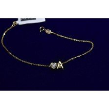 Radiant Heart & Initial Gold Bracelet