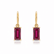 Rectangular Red Gemstone Earrings