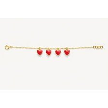 Red Heart Charm Gold Bracelet