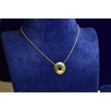 Round Paw Charm Gold Necklace