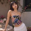 Women's Blush Sonata floral tube top featuring a romantic rose print and straight bandeau neckline.
