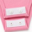 Double snap button closure detail on a bubblegum pink women's bodysuit