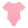 Bubblegum pink short sleeve bodysuit for women with a smooth fitted back