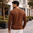 Men brown graphic crew neck full sleeve t-shirt back view
