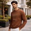 Men brown graphic crew neck full sleeve t-shirt side view