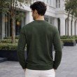 Men dark green graphic crew neck full sleeve t-shirt back view