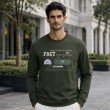 Men dark green graphic crew neck full sleeve t-shirt front view