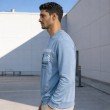 Men light blue graphic crew neck full sleeve t-shirt side view