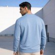 Men light blue graphic crew neck full sleeve t-shirt back view
