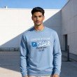 Men light blue graphic crew neck full sleeve t-shirt front view