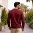 Men red full sleeve crew neck cotton t-shirt back view
