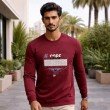 Men red full sleeve crew neck cotton t-shirt front view