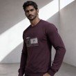 Men wine graphic crew neck full sleeve cotton t-shirt side view