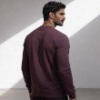 Men wine graphic crew neck full sleeve cotton t-shirt back view