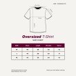 Measurement guide for oversized T-shirts showing size-wise garment dimensions in an easy-to-read format.