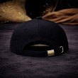 Premium Signature Embroidered Logo Cap Unisex Structured Fit back view with six-panel construction and adjustable metal buckle strap for a secure, customized fit.