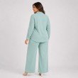 Back view of women's mist blue Mal Cotton co-ord set with relaxed fit trousers