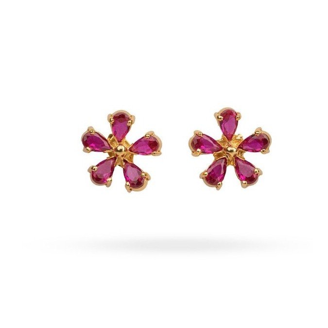 Floral Accent Gold Stud