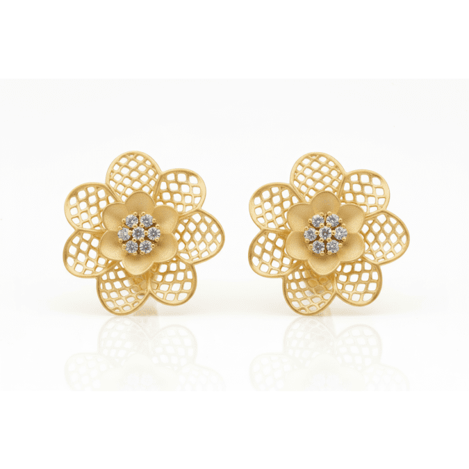 Radiant Blossom Gold Studs